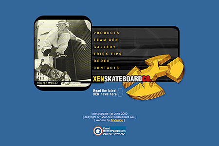 XEN Skateboard Co. website in 2000