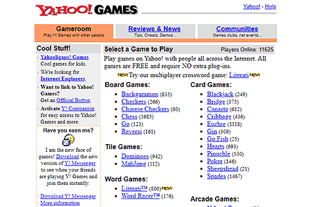 Yahoo Games website in 2000