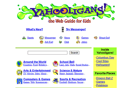 Yahooligans! website in 2000