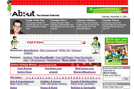 About.com website in 2001