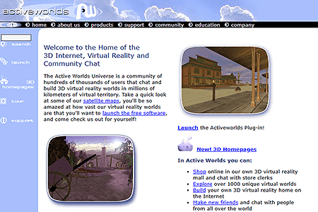 Active Worlds website in 2001