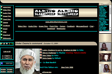 Albino Blacksheep website in 2001