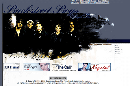 Backstreet Boys website in 2001