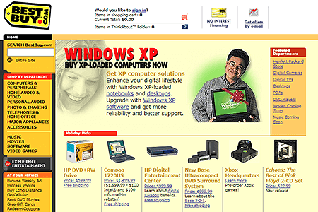 Best Buy website in 2001