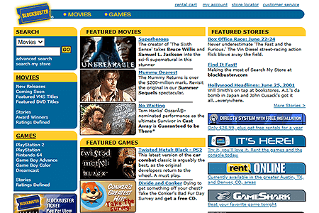 Blockbuster website in 2001