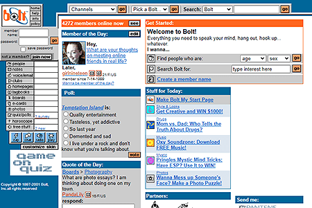 Bolt website in 2001