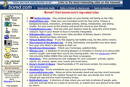 Bored.com website in 2001