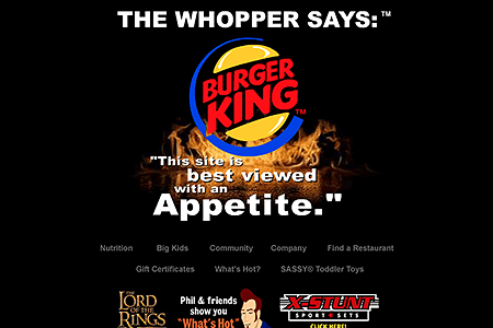 Burger King website in 2001