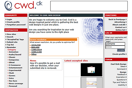 Cool Web Design website in 2001