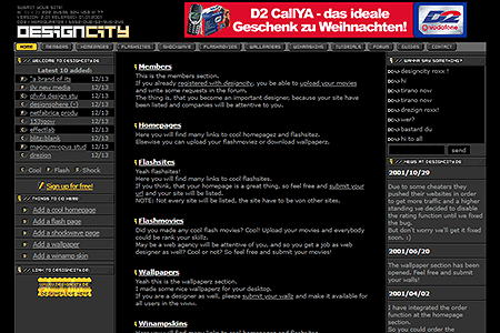 Designcity website in 2001