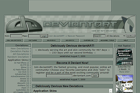 DeviantArt website in 2001