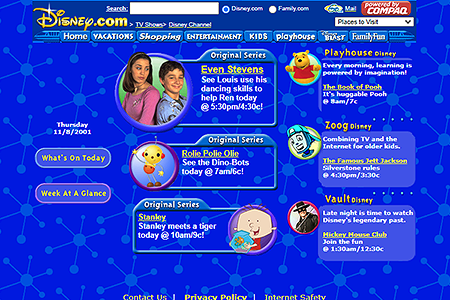 Disney Channel website in 2001