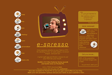 E-spresso website in 2001
