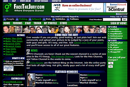 FaceTheJury website in 2001