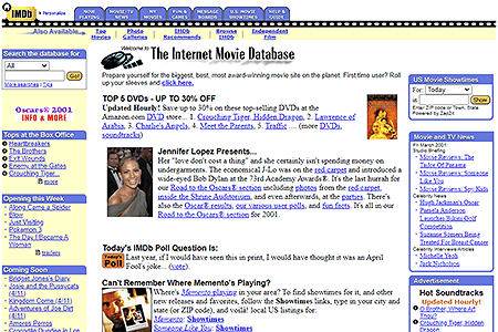 IMDb website in 2001
