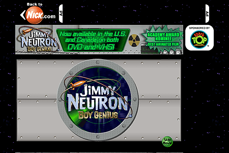 Jimmy Neutron: Boy Genius flash website in 2001