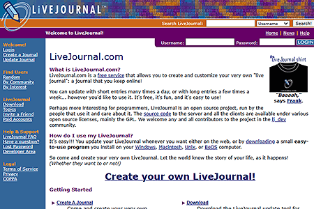 LiveJournal.com website in 2001