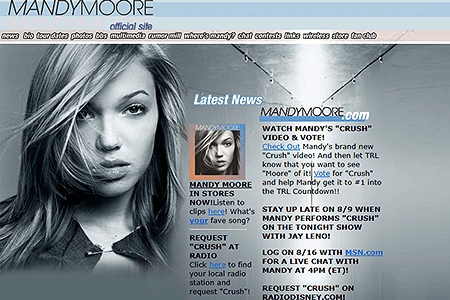 Mandy Moore website in 2001