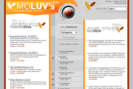 Moluv website in 2001