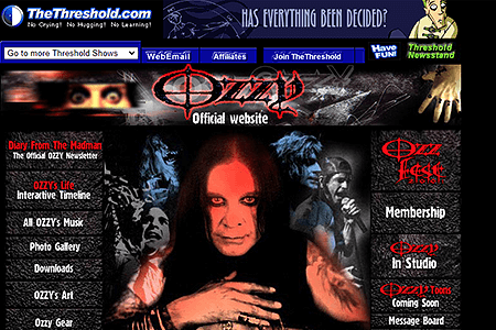 Ozzy Osbourne website in 2001