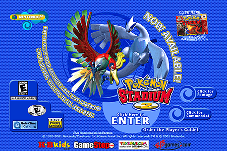 Pokémon Stadium 2 website in 2001