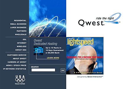 Qwest Communications website in 2001