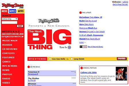 Rolling Stone website in 2001