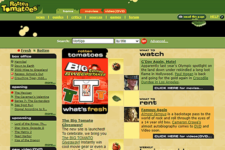 Rotten Tomatoes website in 2001