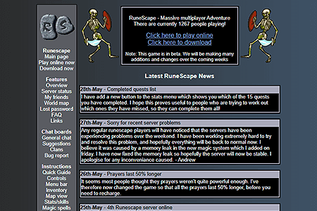 RuneScape website in 2001