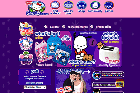 Sanrio website in 2001