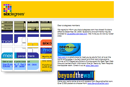 Sixdegrees website in 2001