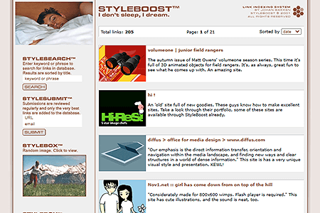 Styleboost website in 2001