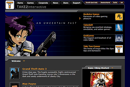 Take 2 Games website in 2001