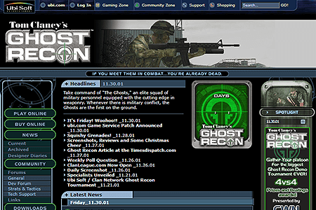 Tom Clancy's Ghost Recon website in 2001