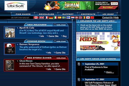 Ubi Soft website in 2001