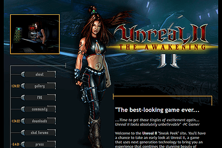 Unreal II website in 2001