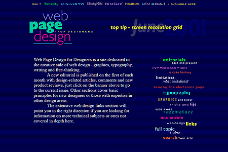 Web Page Design for Designers website in 2001