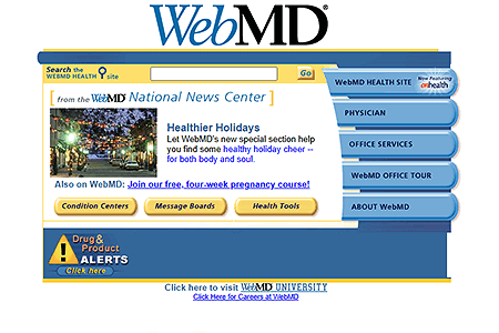 WebMD website in 2001