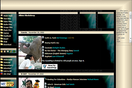 Albino Blacksheep website in 2002