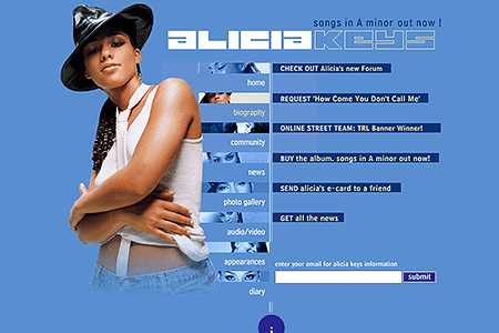 Alicia Keys website in 2002