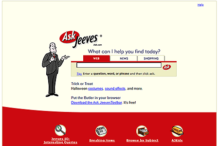 Ask Jeeves website in 2002