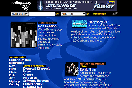 Audiogalaxy website in 2002