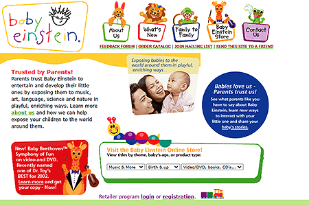 Baby Einstein website in 2002