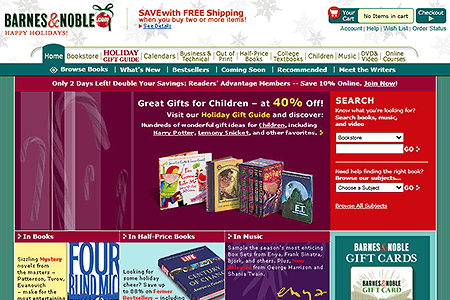 Barnes & Noble website in 2002