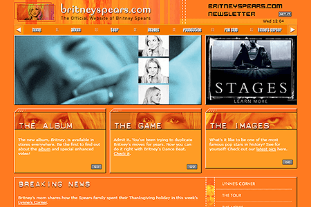 Britney Spears website in 2002