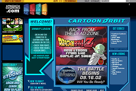 Cartoon Orbit website in 2002