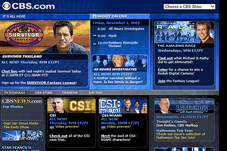 CBS website in 2002