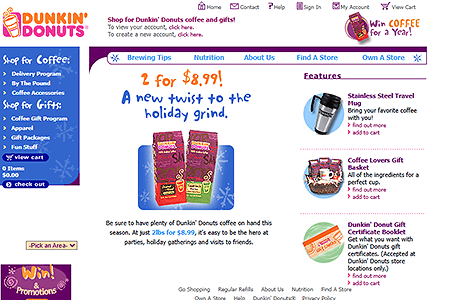 Dunkin' Donuts website in 2002