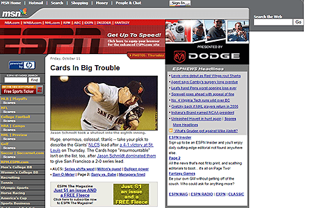 ESPN website in 2002