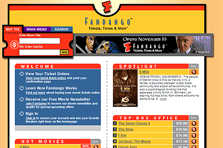 Fandango website in 2002